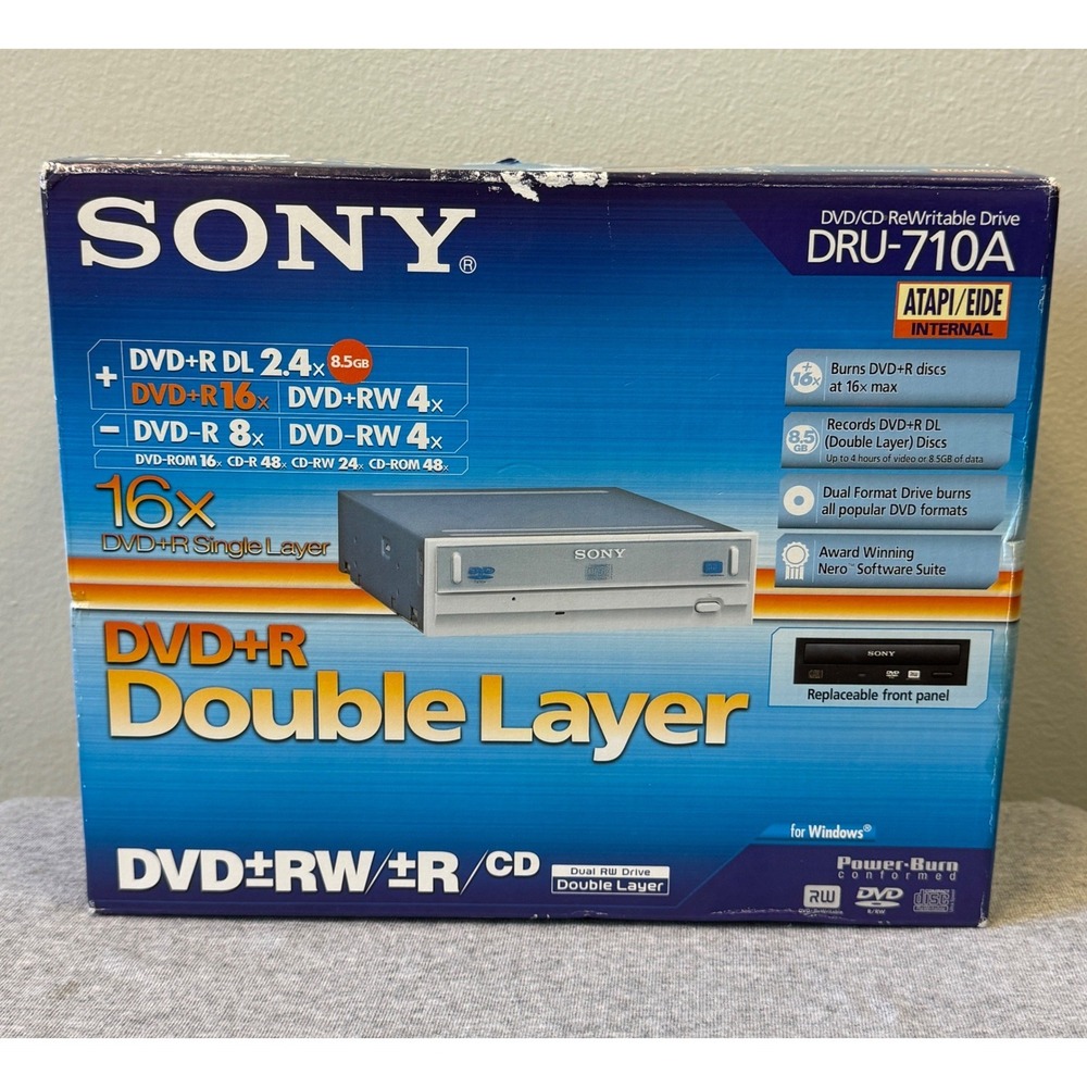 SONY DRU-710A DVD+R DVD±RW ±R CD ReWriteable Drive 16X Double Layer NIB Open Box